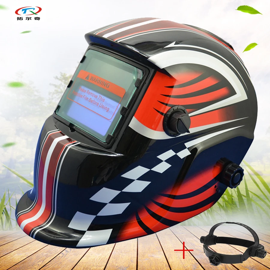 painting Welding Helmet decals Red black optoelectric Semi automatic welding Mask Helmet solar