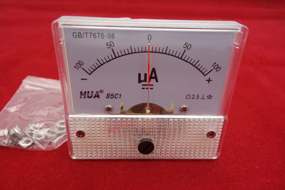 DC Minus Zero Plus 100uA +100uA Analog 85C1 56*64MM Analogue Ammeter