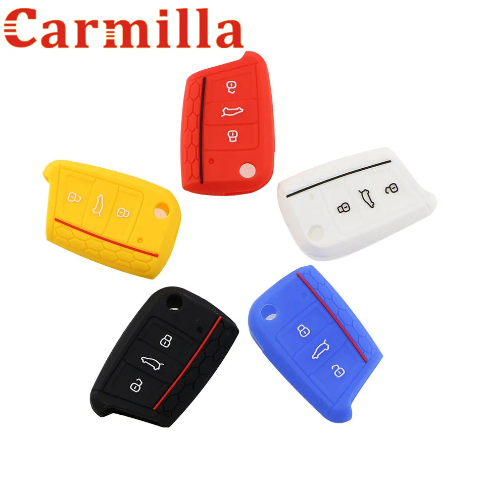 Силиконовый чехол для ключей Carmilla защитный VW Polo 2016 Golf 7 MK7 Skoda Octavia Combi A7 SEAT Leon Ibiza