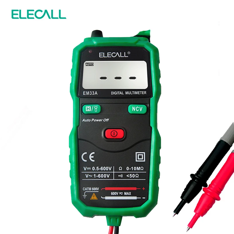 

ELECALL EM33A Mini Digital Multimeter DC AC Voltage Tester Smart Meter With Resistance Test