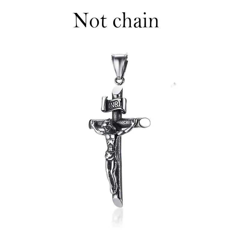 Винтажная подвеска в виде креста с Иисусом ожерелье для женщин и мужчин INRI христианская религия из нержавеющей стали - Окраска металла: only pendant