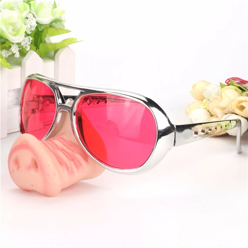 Elbru Свинья Нос солнцезащитные очки забавные свинья костюм реквизит маска очки для мужчин и женщин маскарадные вечерние очки аксессуары - Цвет линз: red