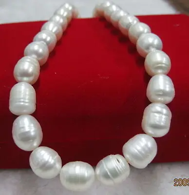 

Free shipping hot sale Women Bridal Wedding Jewelry >>10-13MM REAL SEA BAROQUE WHITE PEARL NECKLACE 17