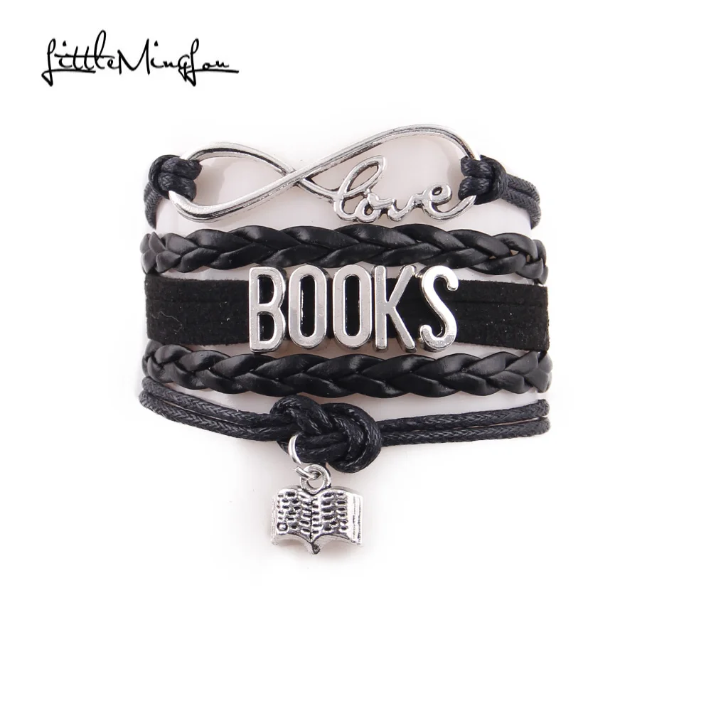 Buy Little MingLou Infinity love Reading Books Bracelet book charm leather wrap