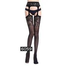 Размера плюс Для женщин сексуальные чулки, открытая промежность, эластичный пояс с эластичной прозрачный черный Открытые колготки облегающие колготки