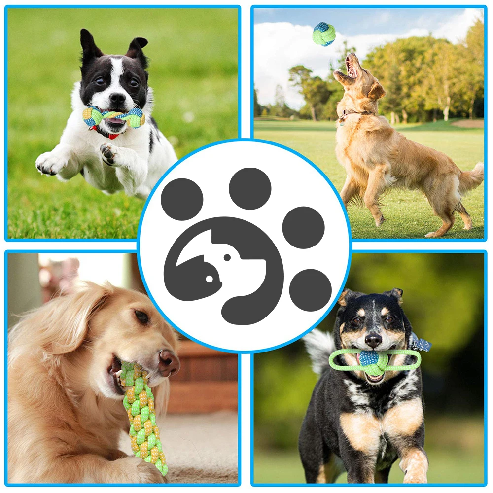Dog Toys Rope Ball Toy for Small Medium Dogs Outdoor Training Teeth Cleaning Tug Interactive Knot Rope TY0078