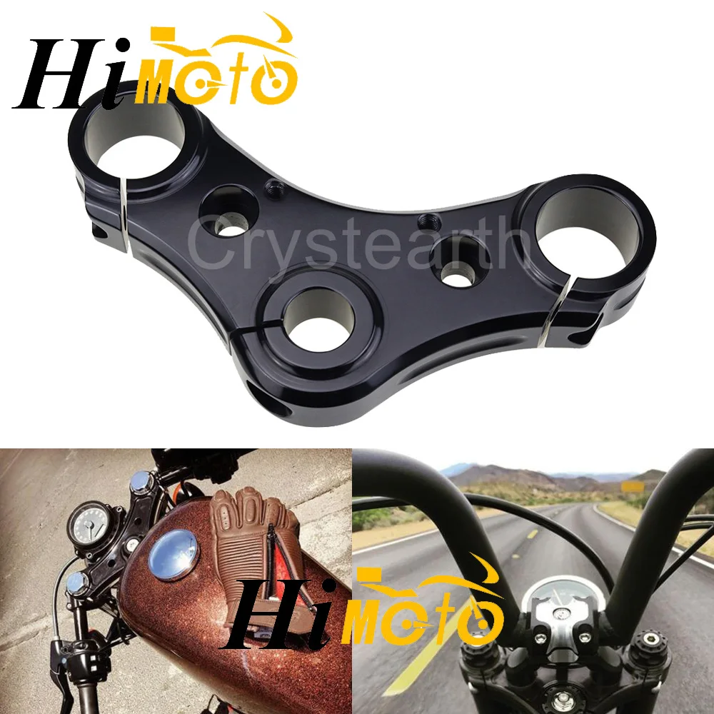 

Motorcycle Front Upper Top Triple Clamps Billet Aluminum For Harley Sportster 48 w/ Riser Holes 2010 2011 2012 2013 2014 2015