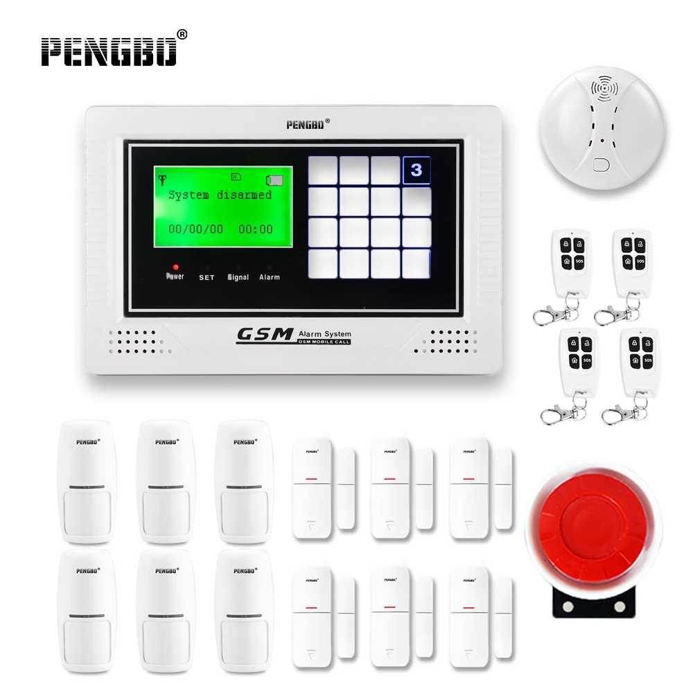 

PENGBO Touch Screen GSM Alarm System Intercom Remote Control Autodial Siren Sensor Kit