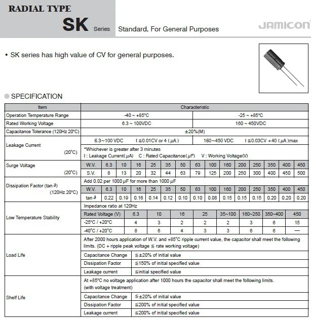 20 штук 68 мкФ, алюминиевая крышка, 25В JAMICON SK Series 6,3x12 мм Высокое качество 25V68uF Алюминий электролитический конденсатор с алюминиевой крышкой