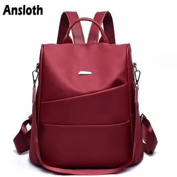 

Ansloth Oxford Backpack For Teenage Girls Solid Color Schoolbag Anti-theft Backpack Women Big Travel Bag Female Backpack HPS348