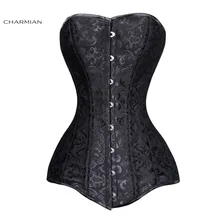 Charmian 26 Steel Double Boned Overbust Long Torso Corsets Bustiers Waist Trainer Corsets Shapewear Cincher Plus Size Corselet