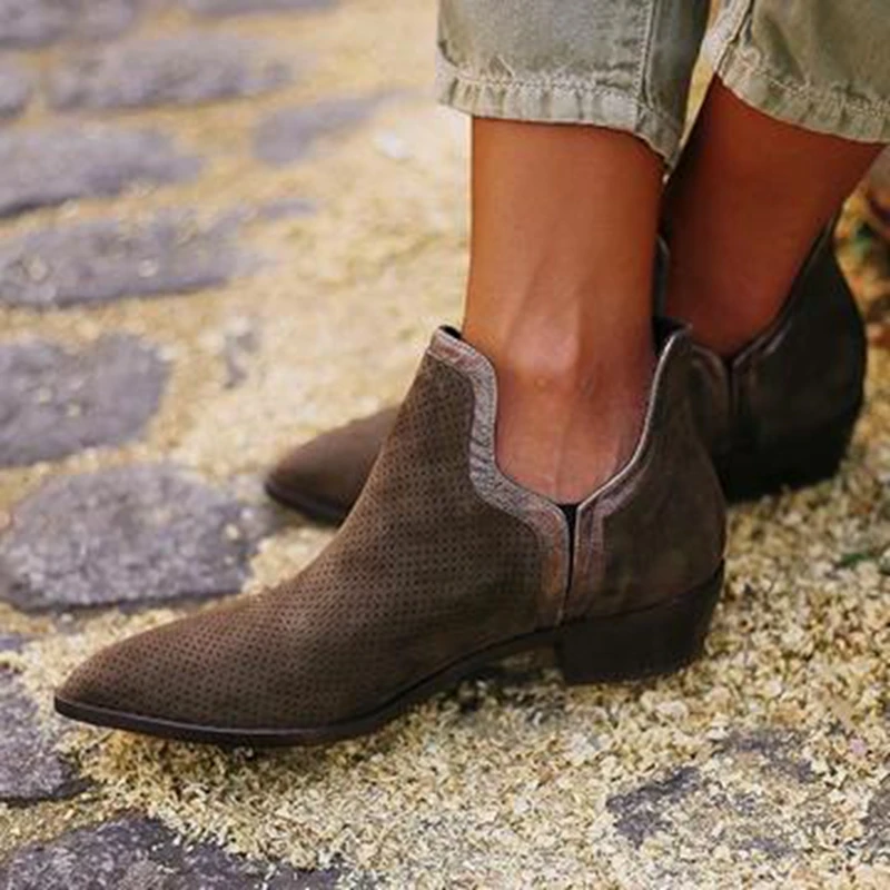 

Female Slip on Heels Casual Botas New PU Boots for Women PVC Ankle Rain Boots Mujer Booties Feminina Size 43