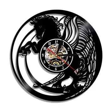 

Quirky Unicorn Vintage Vinyl Record Wall Clock Magical Horse Home Decorative Music Vinyl Clocks Non Ticking Wall Hanging Watch