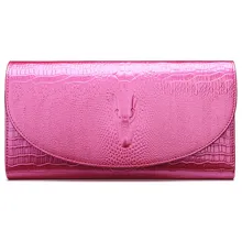 2016 prominente Echtem Leder Pink Alligator Muster Frauen Clutch Shoulder Messenger Dame Taschen Ketten Umschlag Abendtasche