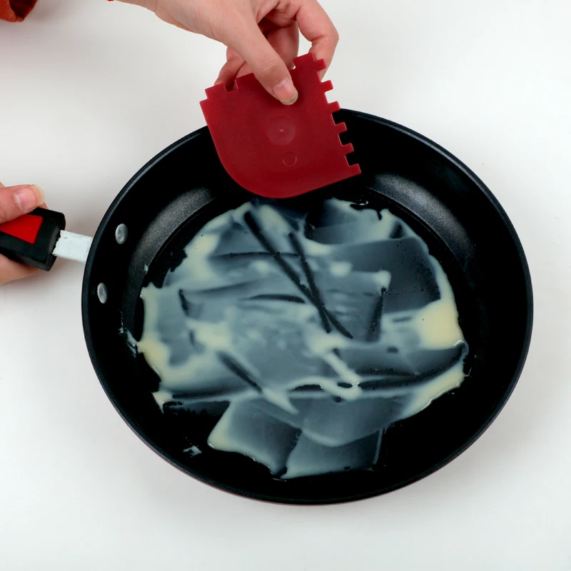 

OnnPnnQ 2pcs/set Silicone Cleaning Blade Pot Cleaning Scraper Squeegee Heat-Resistant Cast Iron Pot Cleaning Brush Kitchen Tools