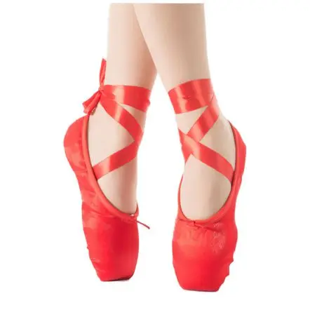 1 pair Adult Ballet Pointe Dance Shoes Professional Ballet Dance Shoes with Ribbons Shoes