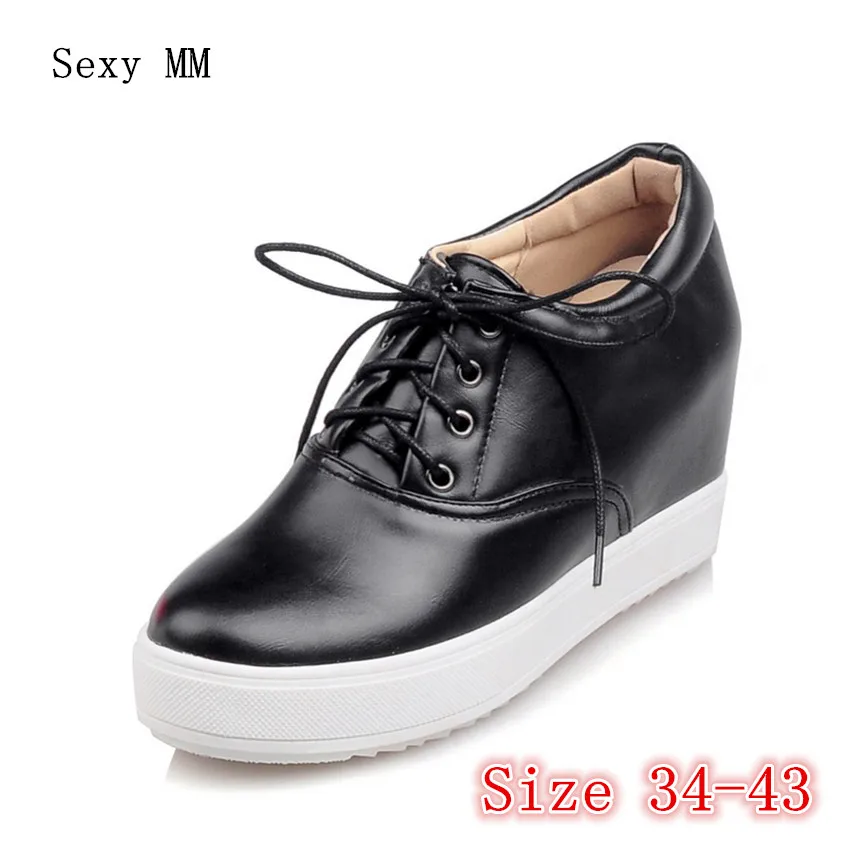 

Lace Up Women Wedges Shoes Height Increasing Loafers Flats Woman Casual Flat Platform Wedge Shoes Plus Size 34 - 40 41 42 43