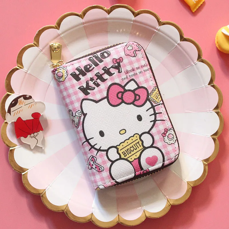 

Hello kitty PU Leather Wallet Business ID Credit Card Holder Case 9 Slots Cartoon Pattern Bank Card Box For Women and Girls