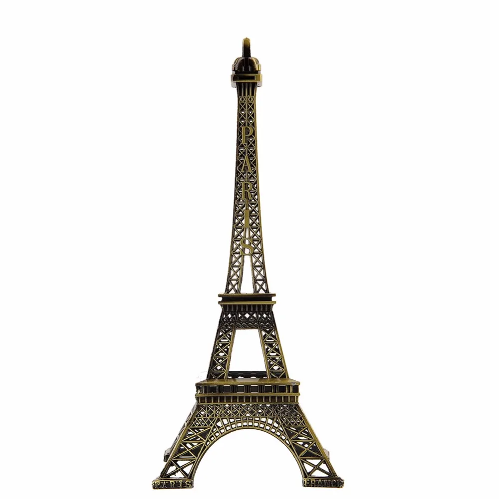 

E74 Decoration Crafts 25cm Miniatures Alloy Decor Vintage Bronze Tone Paris Eiffel Tower Figurine Statue Home Decoration