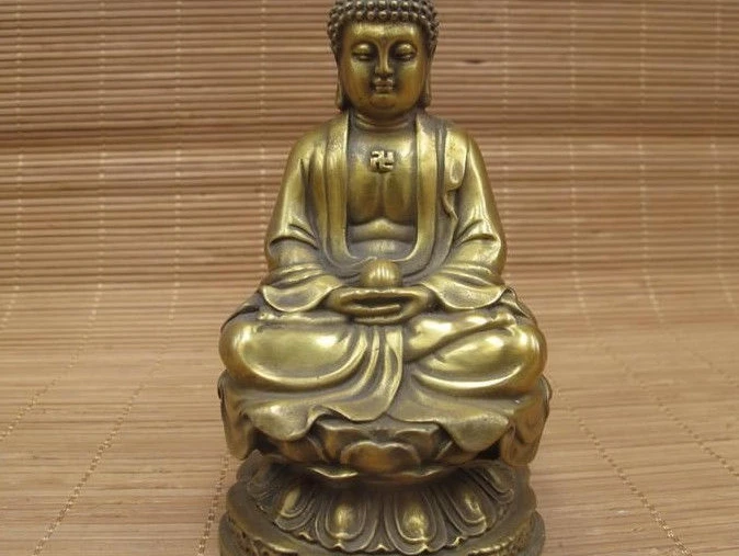 

11 CM Tibet Buddhism Temple Brass Copper Shakyamuni Tathagata Buddha Statue