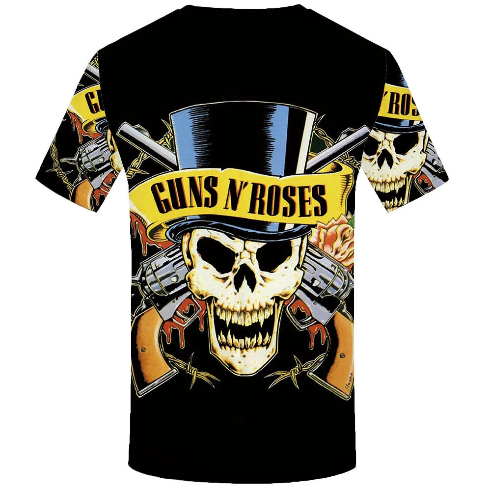 KYKU/брендовая футболка с черепом и надписью Guns N Roses одежда пистолетом топы в стиле