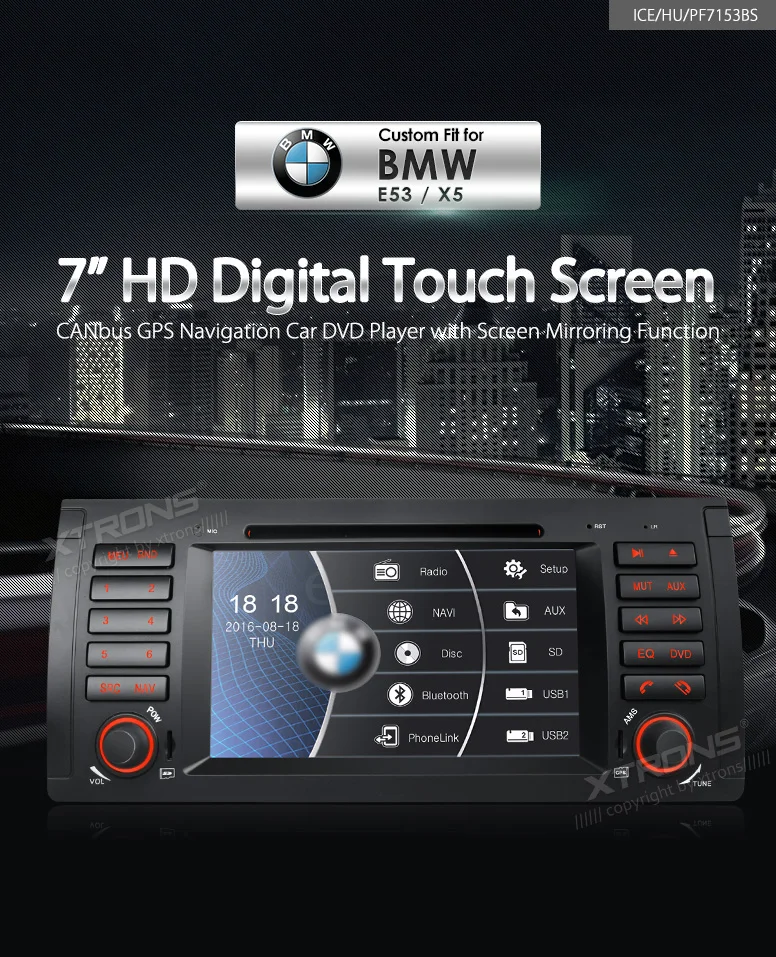 Best XTRONS 7 inch in Dash HD Digital Touch Screen Car DVD Player CANbus GPS Navigation For BMW E53/320/ X5 1996 1997 1998 1999-2006 0