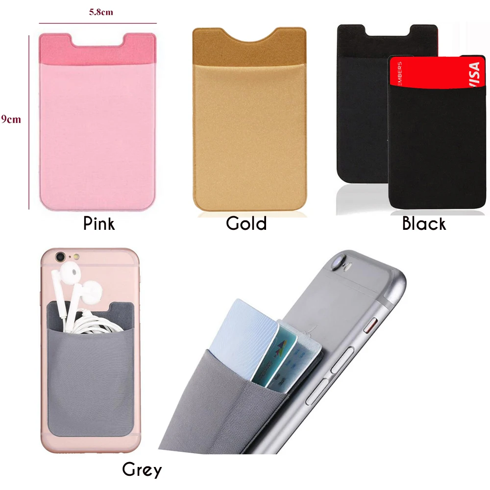 100pcs/lot 5.8cmx9cm 3M Adhesive Elastic Card Holder Sticker For Galaxy