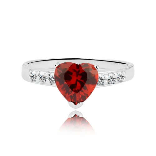 Genuine 925 Jewelry Gifts For Woman Classic CZ Heart Rings For Women Sterling Silver Jewelry Valentines Gift(JewelOra Ri100528)
