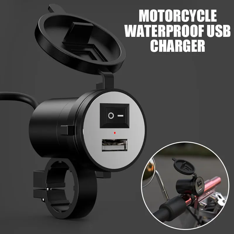

Practical Auto Charger USB 12V Motorcycle Handlebar Mounts Charger Socket Universal 2A Car Quick Charger