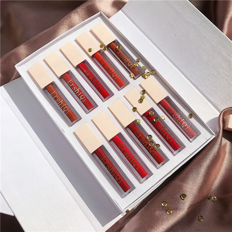 10PCS/SET Liquid Lipstick Makeup Lips Paint Lipstick Matte Waterproof Long Lasting Tint Lip Gloss Beauty Maquiagem Gift Box 10PCS/SET Liquid Lipstick Makeup Lips Paint Lipstick Matte Waterproof Long Lasting Tint Lip Gloss Beauty Maquiagem Gift Box