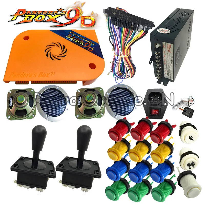 US $103.99 Newest Pandora box 9D DIY kit arcade version 2222 in 1 PCB Happ button joystick power supply for Arcade Game cabinet machine