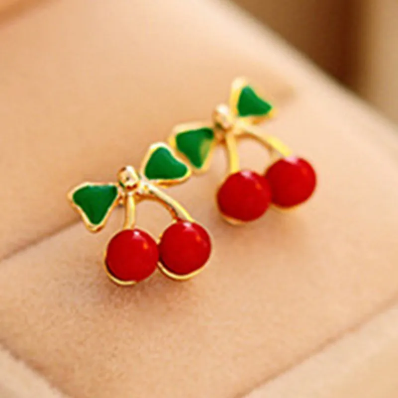 Женские серьги гвоздики вишня с красными вишнями|fashion stud earrings|stud earringsstud earrings for women