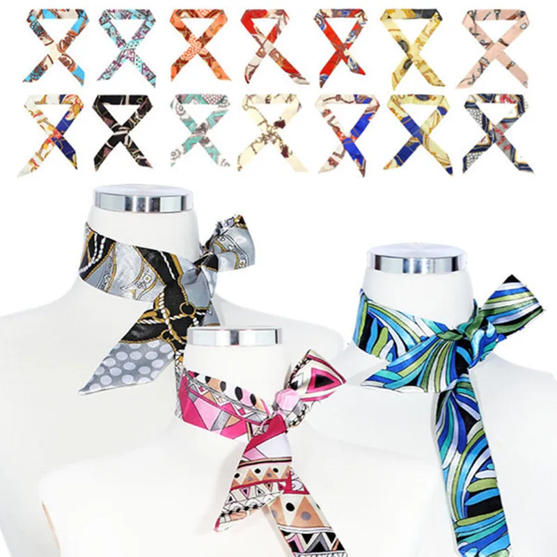 

OLOMLB New Fashion Small Silk Scarf Women Hair Bags Handle Decoration Tie Multifunction Hand Ribbon Scarf women head scarf