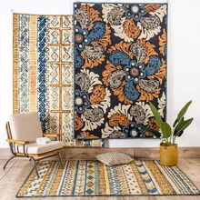 Килим твердая шерсть марокканский ковер для гостиной геометрический синий красный индийский ковер Богемия полоса цветок современный коврик дизайн скандинавский стиль