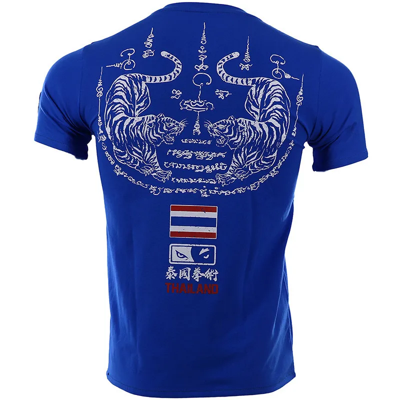 Новинка Мужская футболка VSZAP Tiger Muay Thai для фитнеса с коротким рукавом одежда