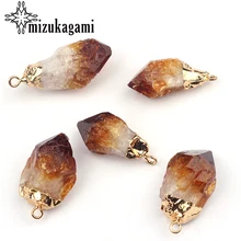 30*12MM Trendy Natural Stone Charms Pendant Brown Multiple Shape Necklace Jewelry Making For Women