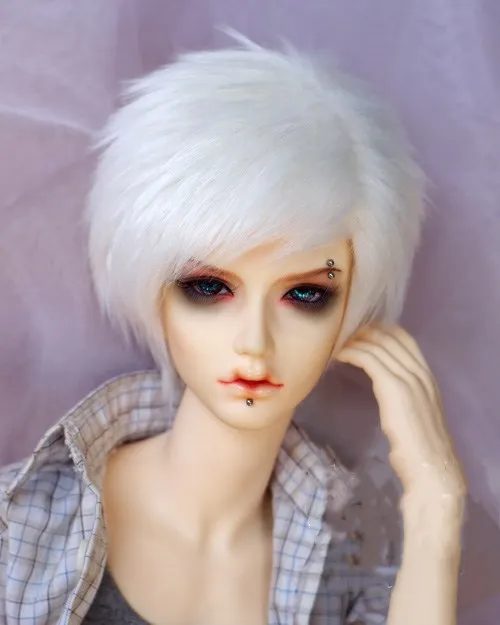Высшее качество 1/3 1/4 1/6 белый цвет короткие волосы BJD SD кукольный парик горячая