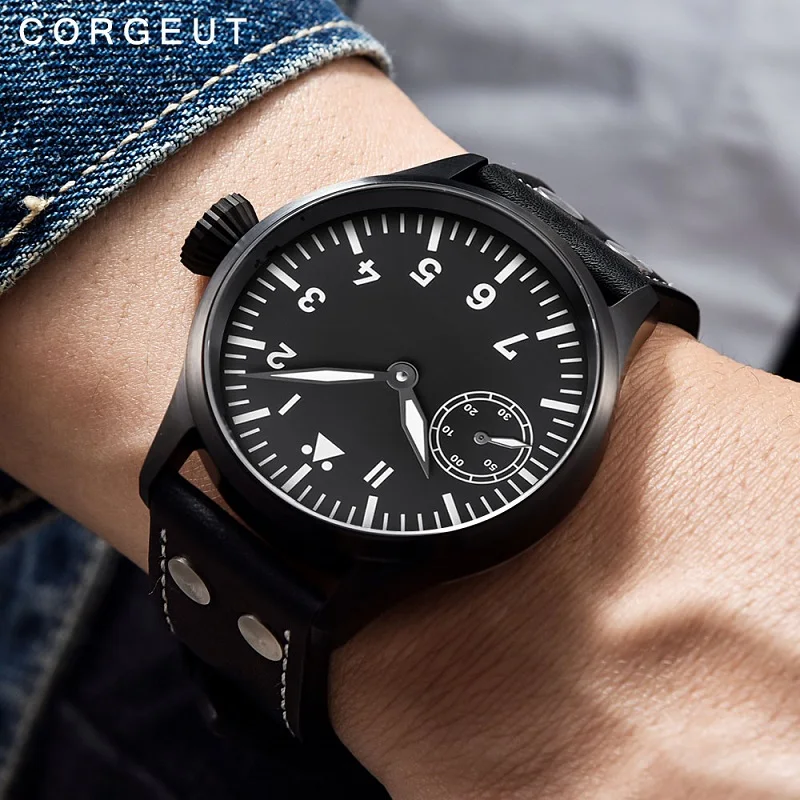 

Luxury Brand Men's watch 17 Jewels Mechanical Hand Winding Watch Seagull 3600 Movement 6497 Fashion Leather Sport Luminous Watch