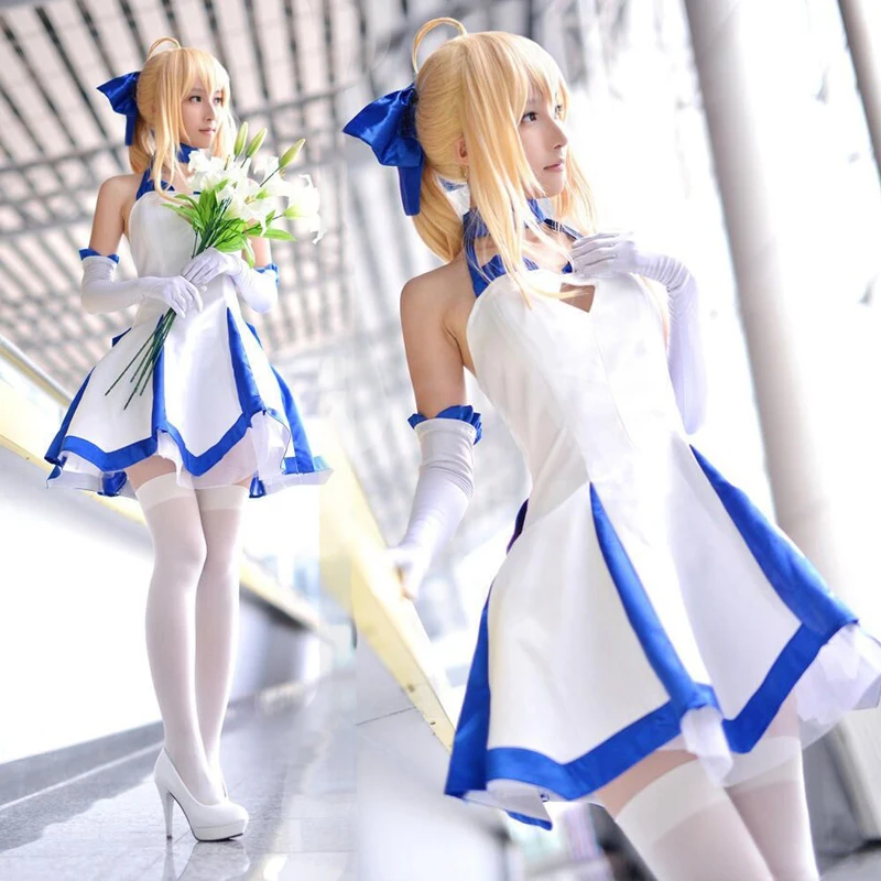 

Anime Fate/ZERO Cosplay Saber Lily Cos Halloween party Cos Lovely sweet lolita dress