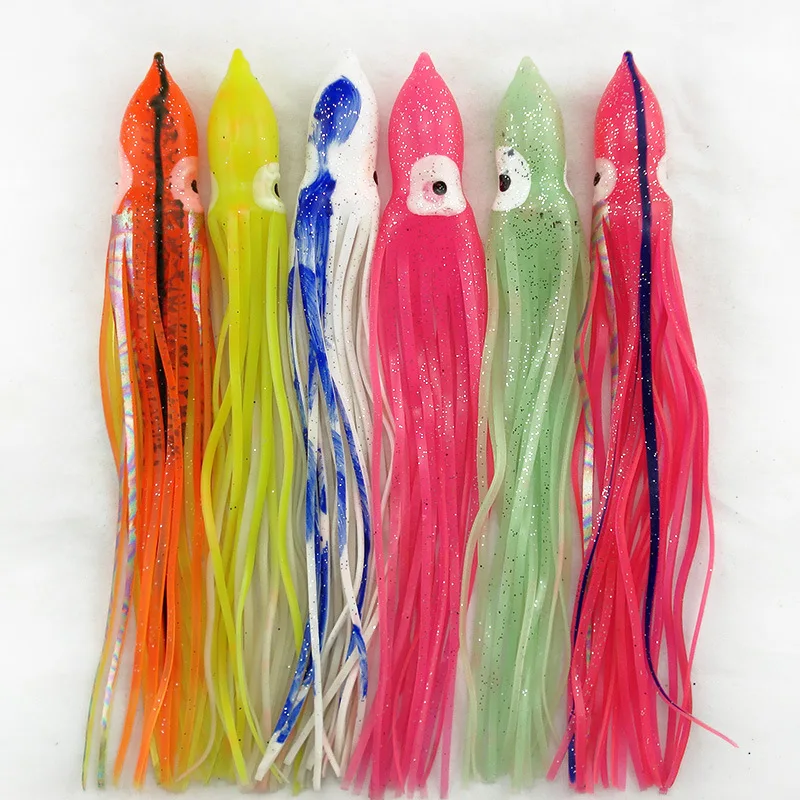 

2Pcs/bag 24cm Mixed Color Fishing octopus skirt squid lure octopus Jig soft bait squid lures