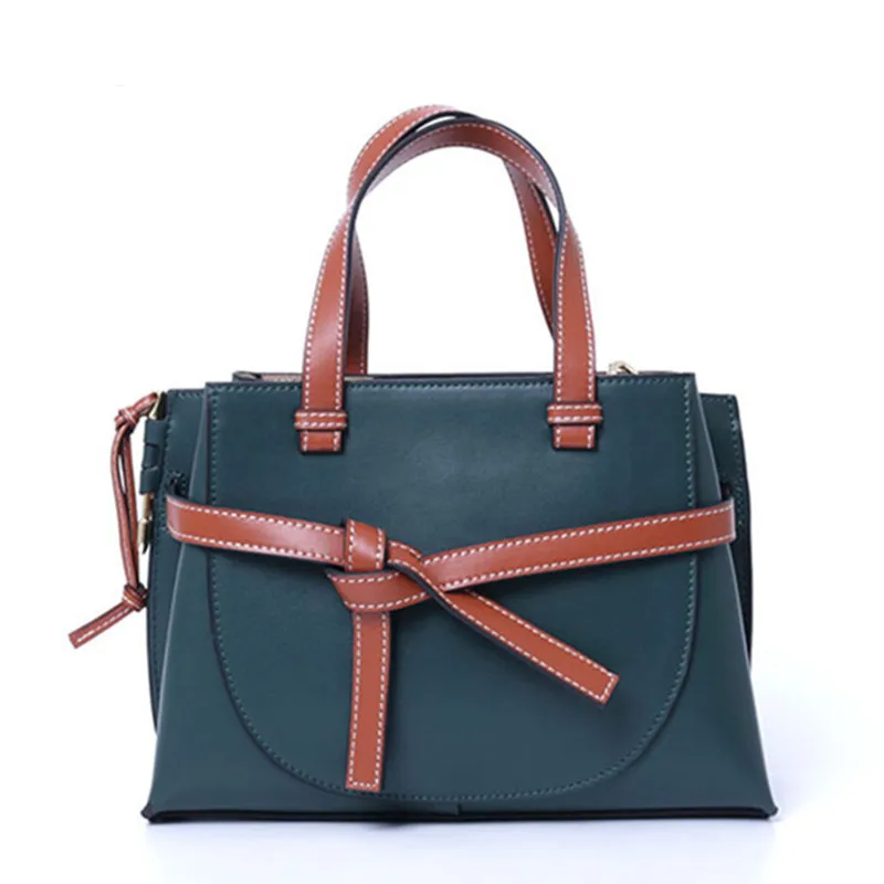 

Designer Bags Famous Brand Women Bow Bags 2019 Genuine Leather Handbags Brown Blue Hit Color Bags Togo Leather Casual Totes Bags