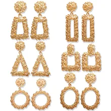 2019 Declaração de Moda Brincos Pendurados para Mulheres Moda Geométrica Grande Ouro Do Metal Do Vintage longo femme Gota brincos Jóias Boho