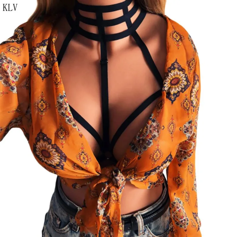 

Womens Sexy Halter High Neck Cage Bandage Lingerie Bustier Hollow Out Strappy Harness Bra Erotic Open Cup Underwear Crop Top