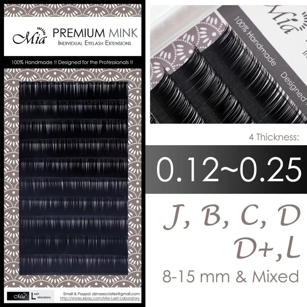 

[.12/.15/.2/.25 J/B/C/D/D+/L] Mia Synthetic Mink Eyelash Extension Individual Semi Permanent