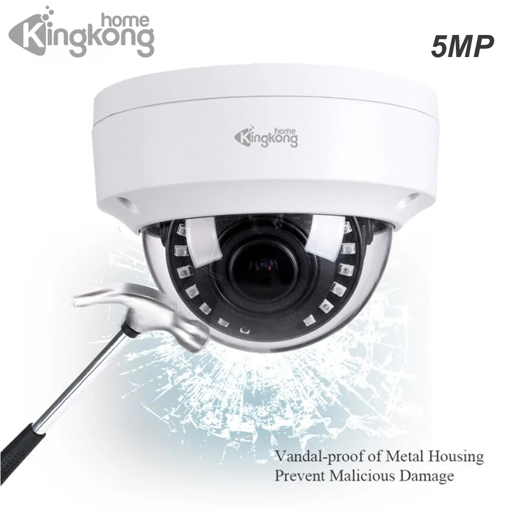 

Kingkonghome 5MP POE IP Camera Metal ONVIF Network Security Camera CCTV P2P Motion Detection Outdoor Vandal-Proof IP Cam