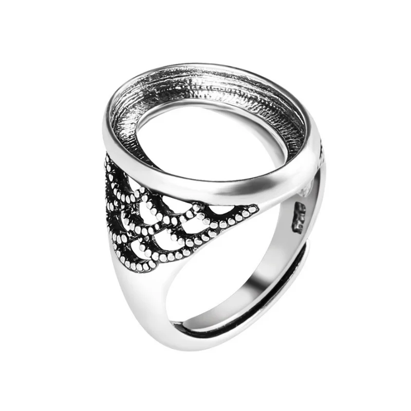 

Antique Silver Rings Setting With 13*18MM Oval Cabochon Base for Man Handmade Jewelry Setting Ring Blank Nice Gift