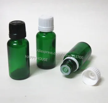 

360 x 20ml Green Glass Bottle with Plastic Tamper Evident Cap,20cc Empty Glass Container with plastic lids