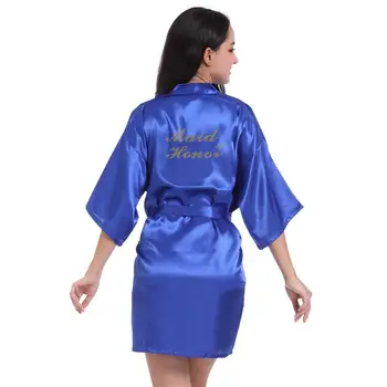 

Women Night Dress Gown Rayon Kimono Bathrobe Summer NEW Sleepwear Letter "Maid of Honor" Bride Bridesmaid Robe Wedding Gift