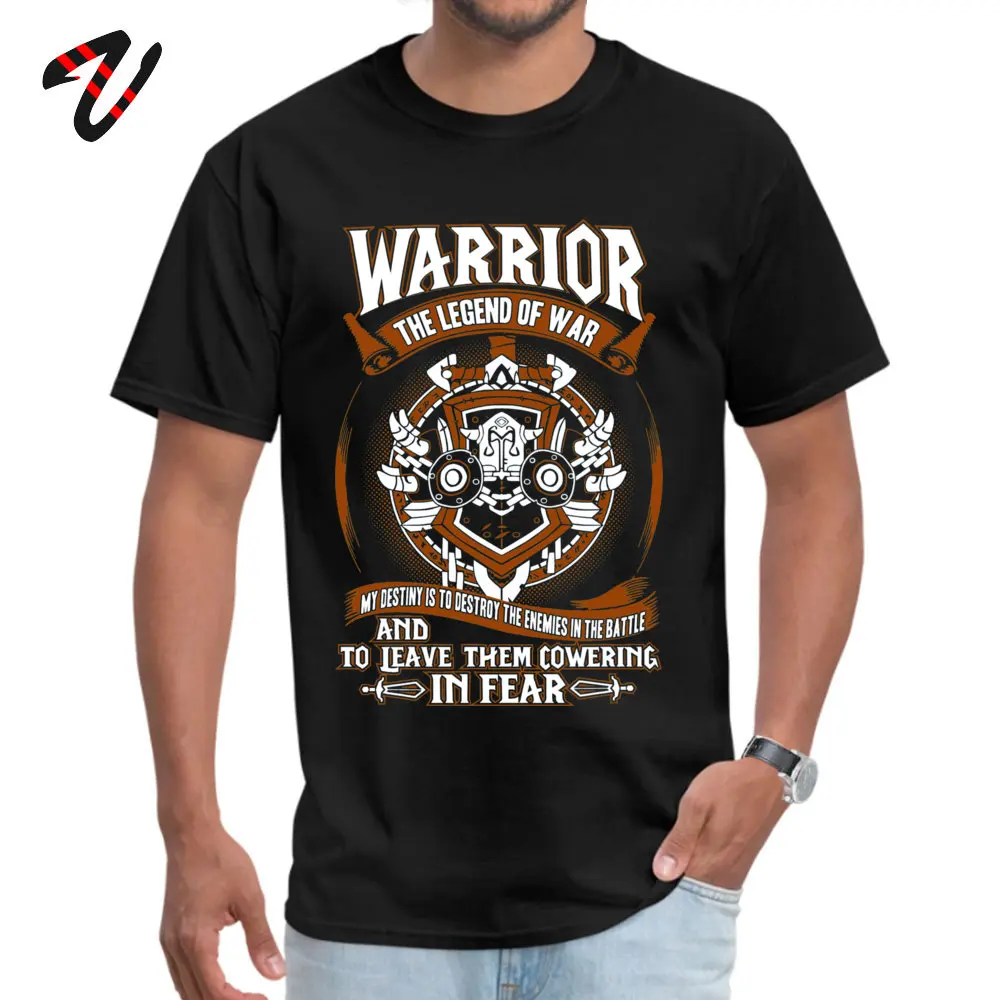 Slim Fit Men Tshirts Crew Neck Short Sleeve 100% Cotton Print Tees Comics Clothing Shirt Wholesale Warrior The Legend Of War Wow11964 black