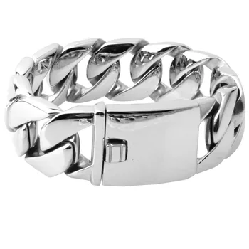 

Shiny Glossy Stainless Steel 23cm Length&26mm Heavy Thick Silver Color Round Curb Cuban Mens Boys Chain